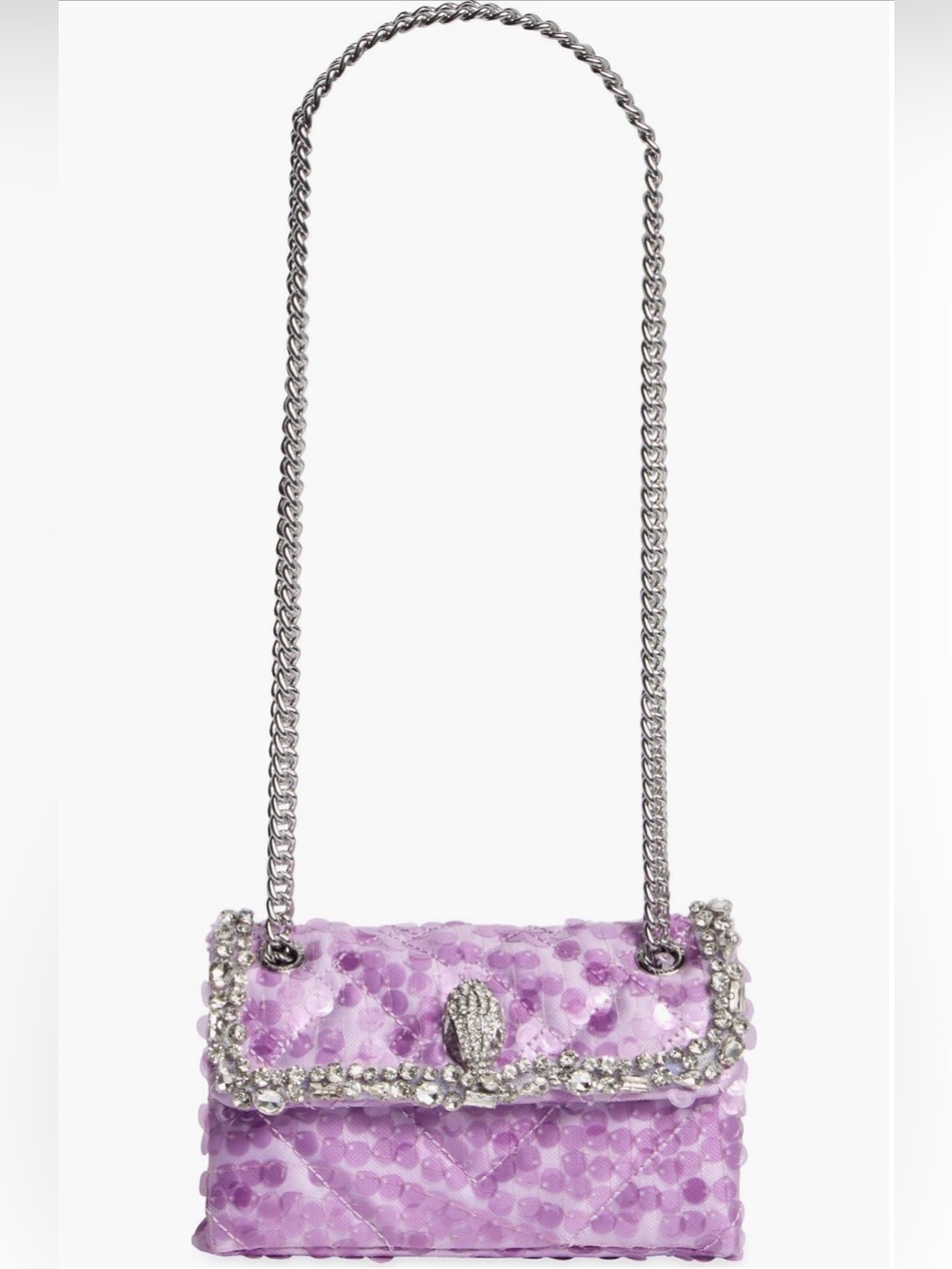 Kurt Geiger Kensington Embellished Crossbody Bag in light pastel purple NEW